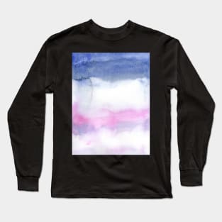 Ombre Watercolor Texture with Indigo and Pink Long Sleeve T-Shirt